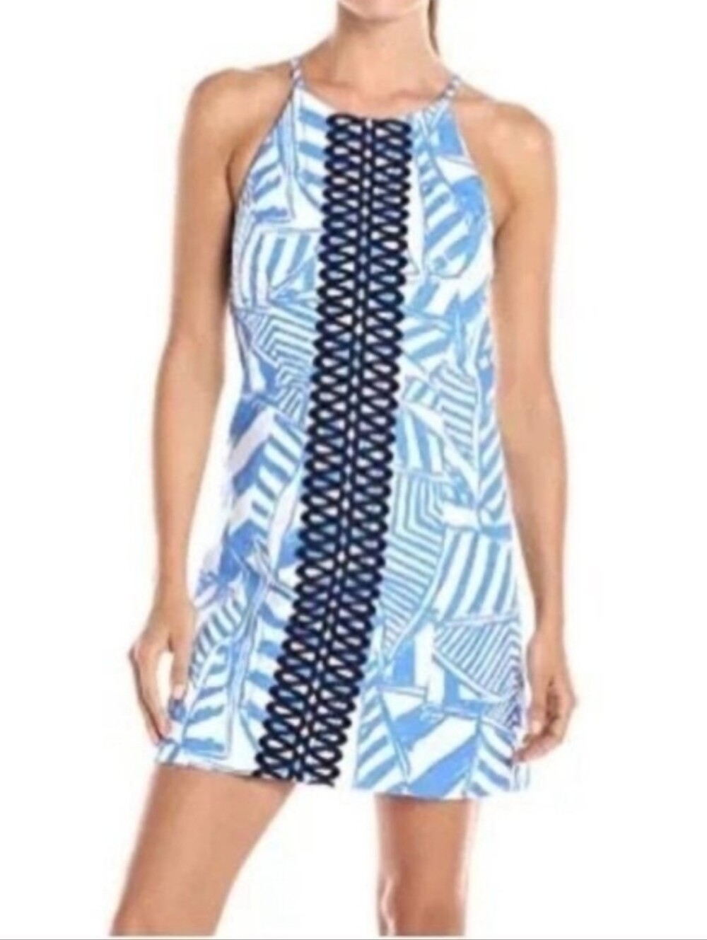 Lilly Pulitzer Annabelle Nautical Bay Blue Shift Dress Women's Size 8